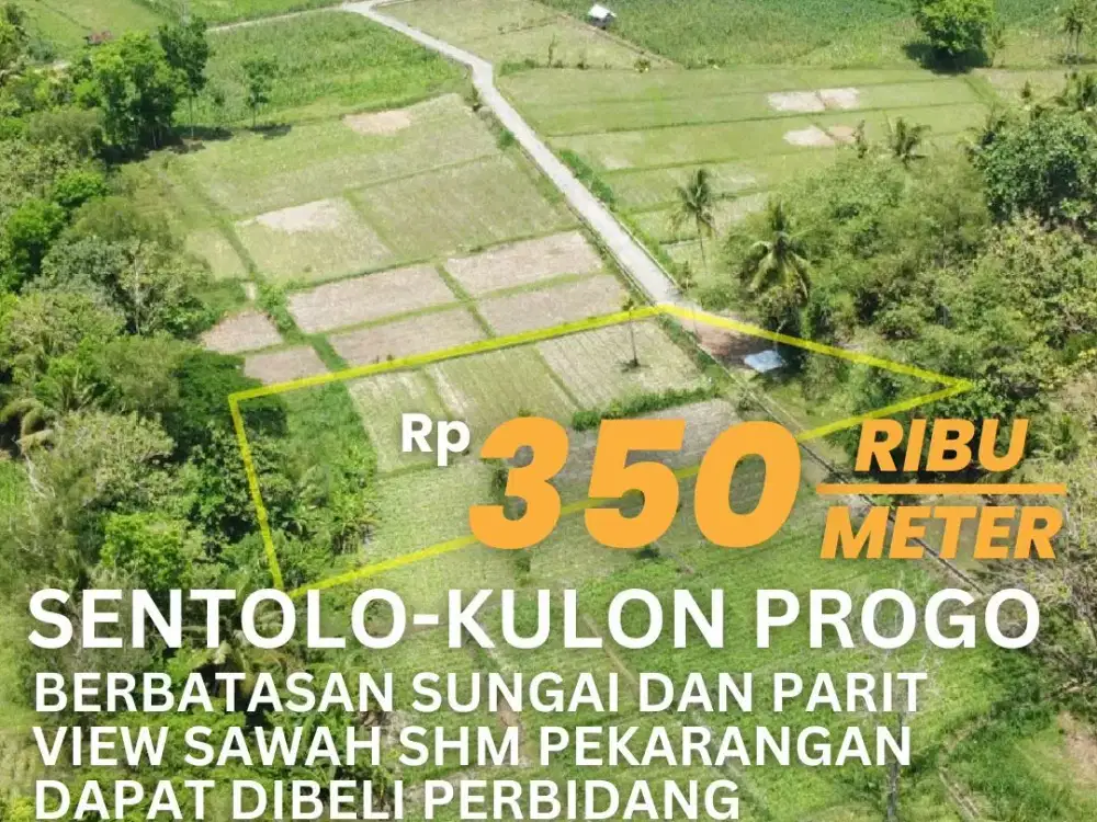 Jual Tanah Pekarangan Kulon Progo Pinggir Sungai View Sawah