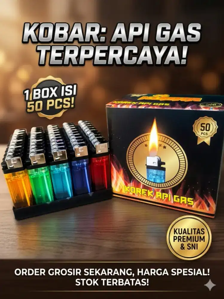​[GROSIR] Korek Api Gas KOBAR 1 Box Isi 50 Pcs - Sni &Kualitas Premium