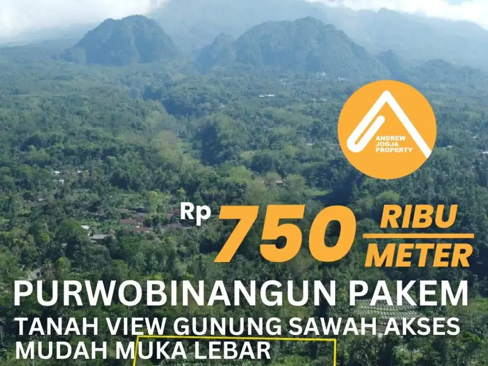 Jual Tanah Pekarangan View Gunung Sawah Ukuran Besar Lokasi Pakem Sleman