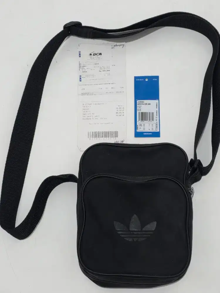 Tas Slingbag Selempang Adidas Triple All Black Logo Ori