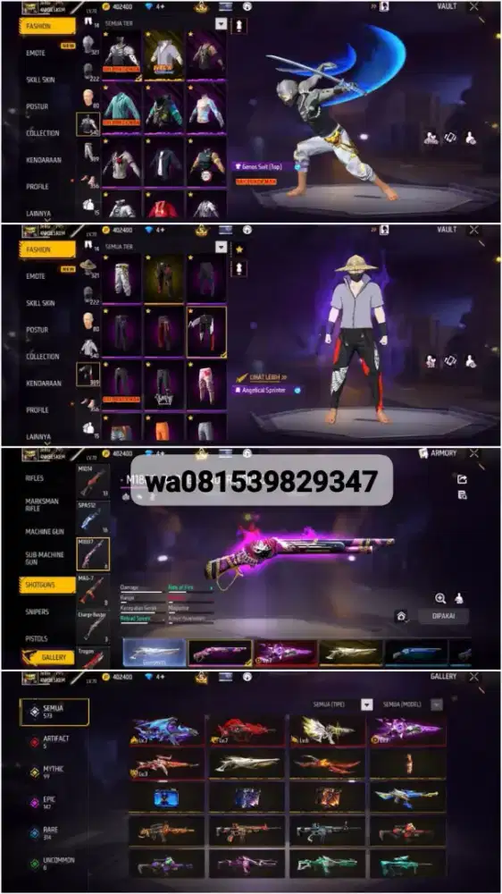 JUAL AKUN FF SPEK GAGAH MINAT CHAT ADMIN