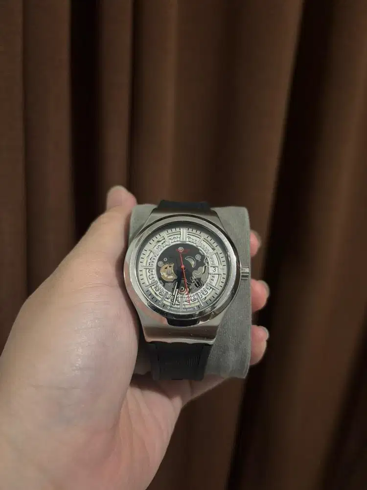 Jam Tangan Swatch Garansi Automatic Skeleton System Through Again