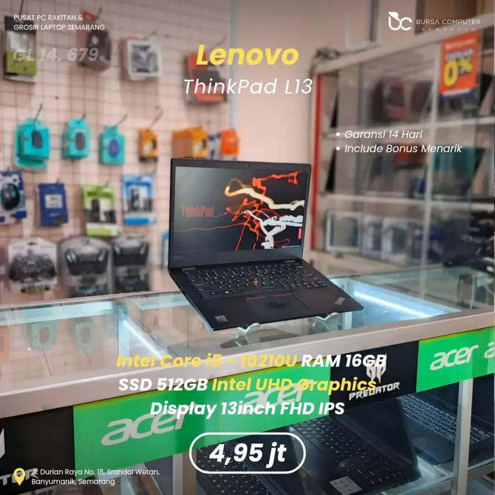 LENOVO Thinkpad L13 | Core i5 10210U 16GB 512GB