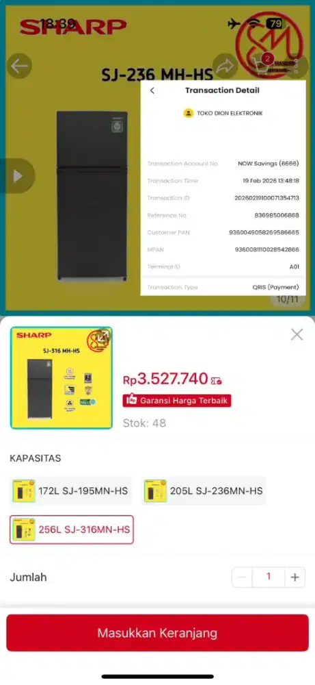 Kulkas Sharp 2 pintu