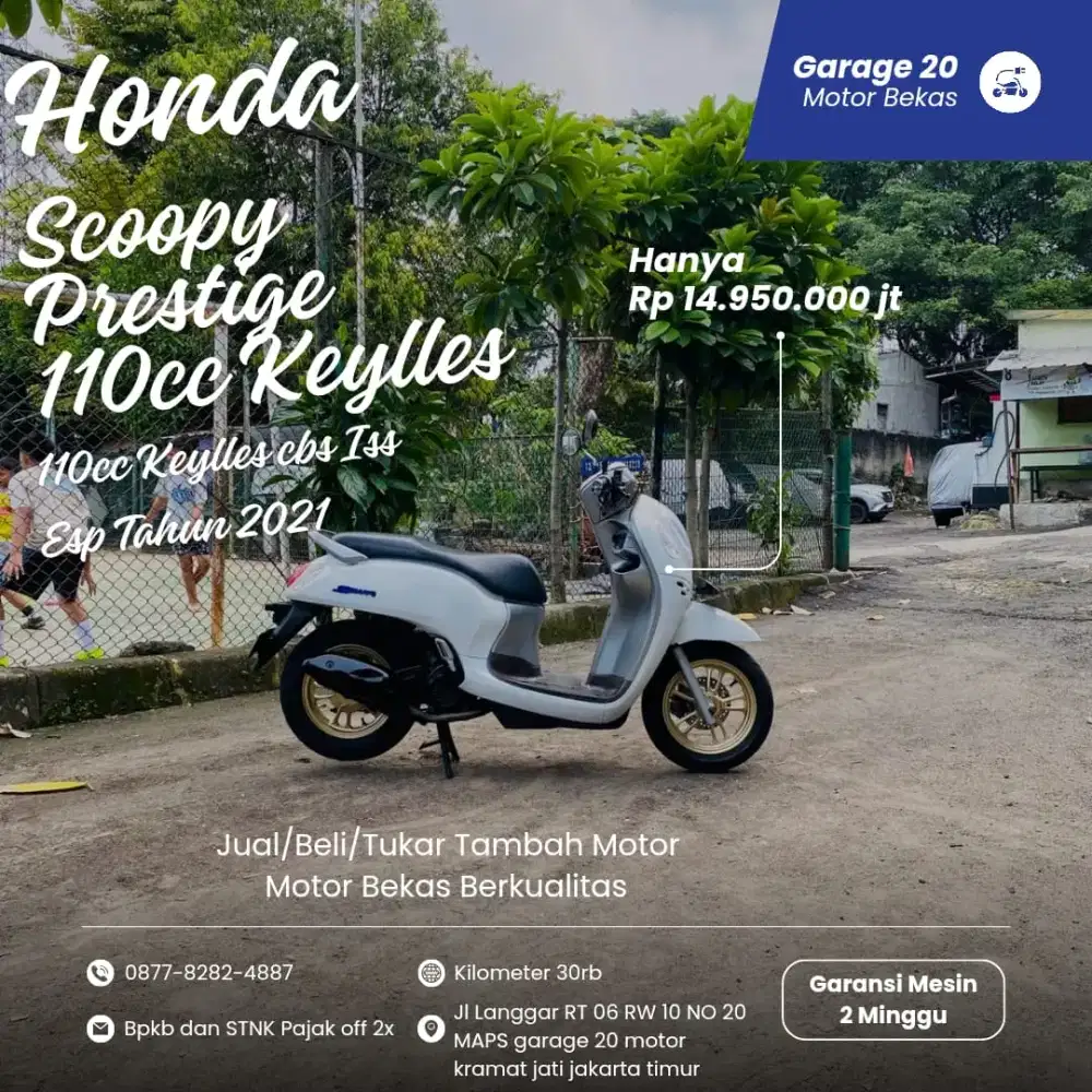 Honda Scoopy Prestige 110cc Keylles CBS ISS Tahun 2021 Pajak off