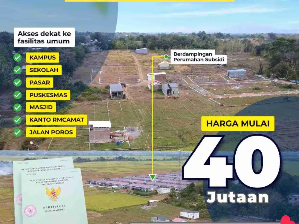 TANAH MURAH LOKASI STRATEGIS DEKAT PERUMAHAN SUBSIDI