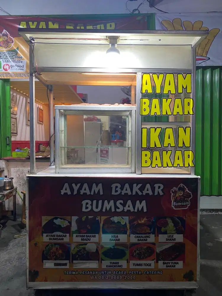 JUAL GEROBAK ESTALASE BEKAS ES TEH DAN AYAM BAKAR