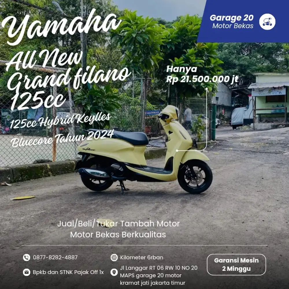 Yamaha Grand Filano 125cc Keylles Aks SSS Bluecore Hybrid Tahun 2024