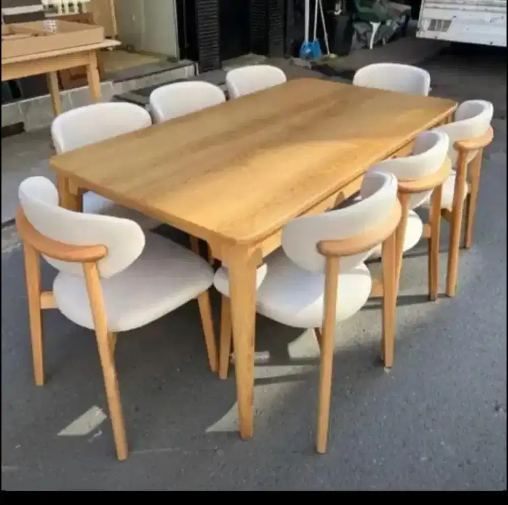 Jual set meja makan minimalis jati