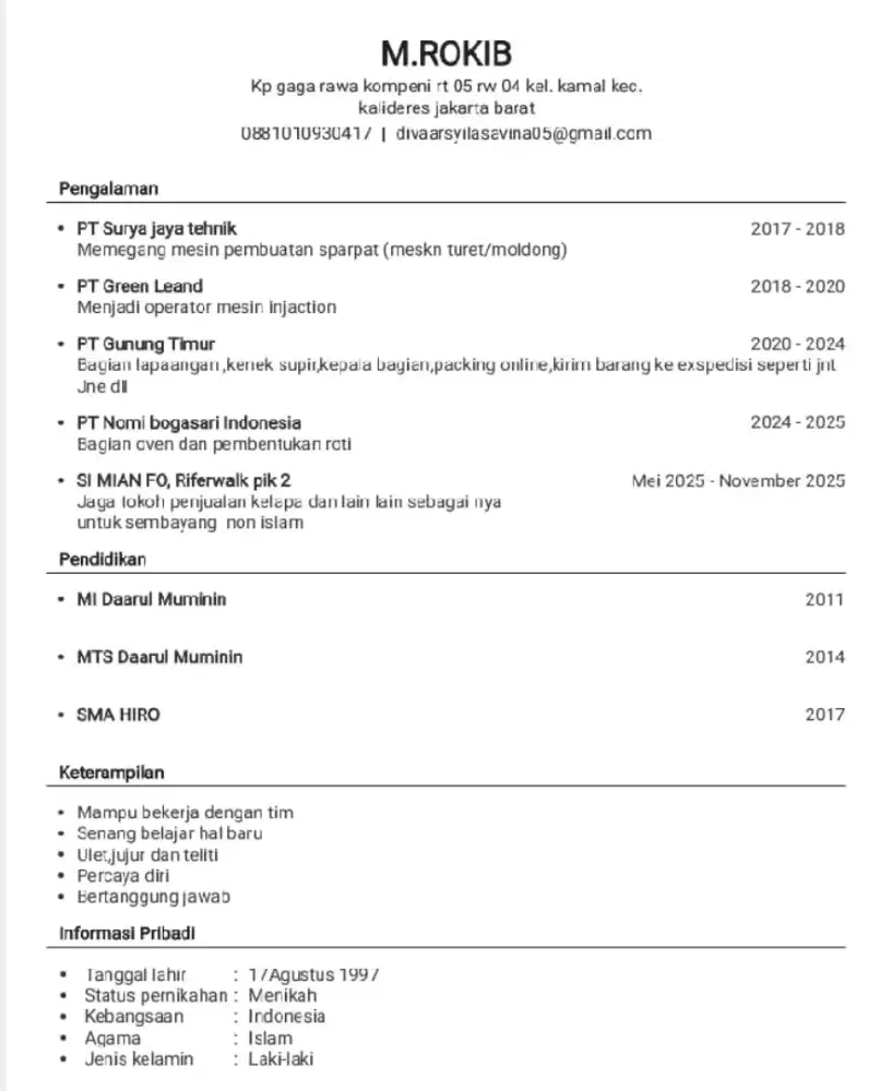 Bismillahirrahmanirrahim info lokernya kaka Kaka..