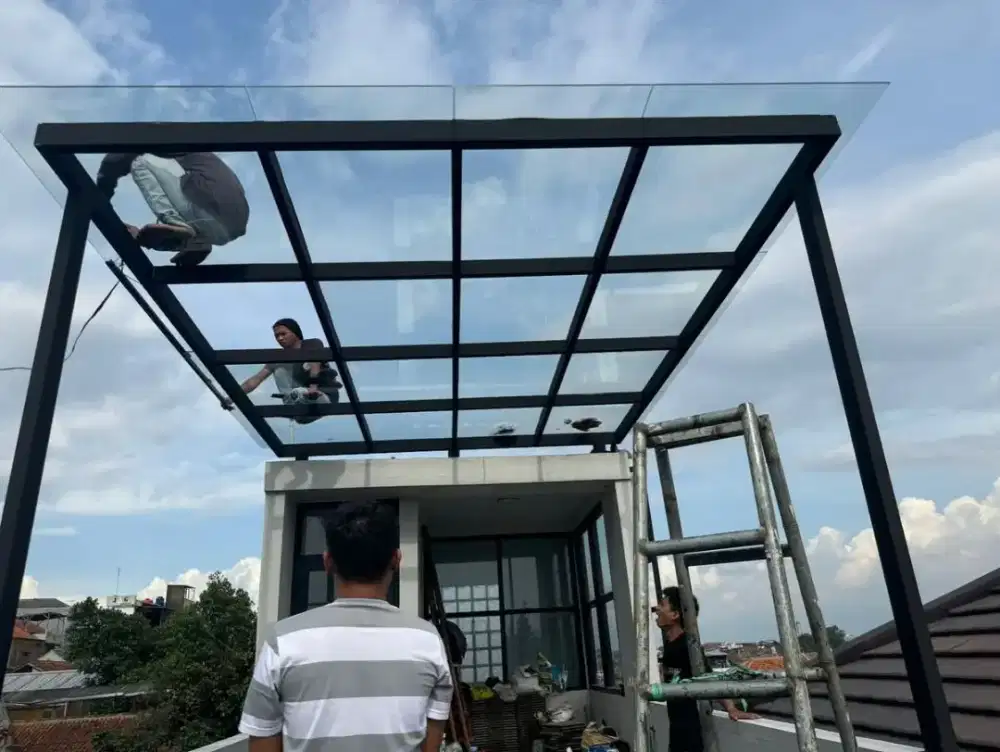 Kanopi kaca tempered glas,riben dll