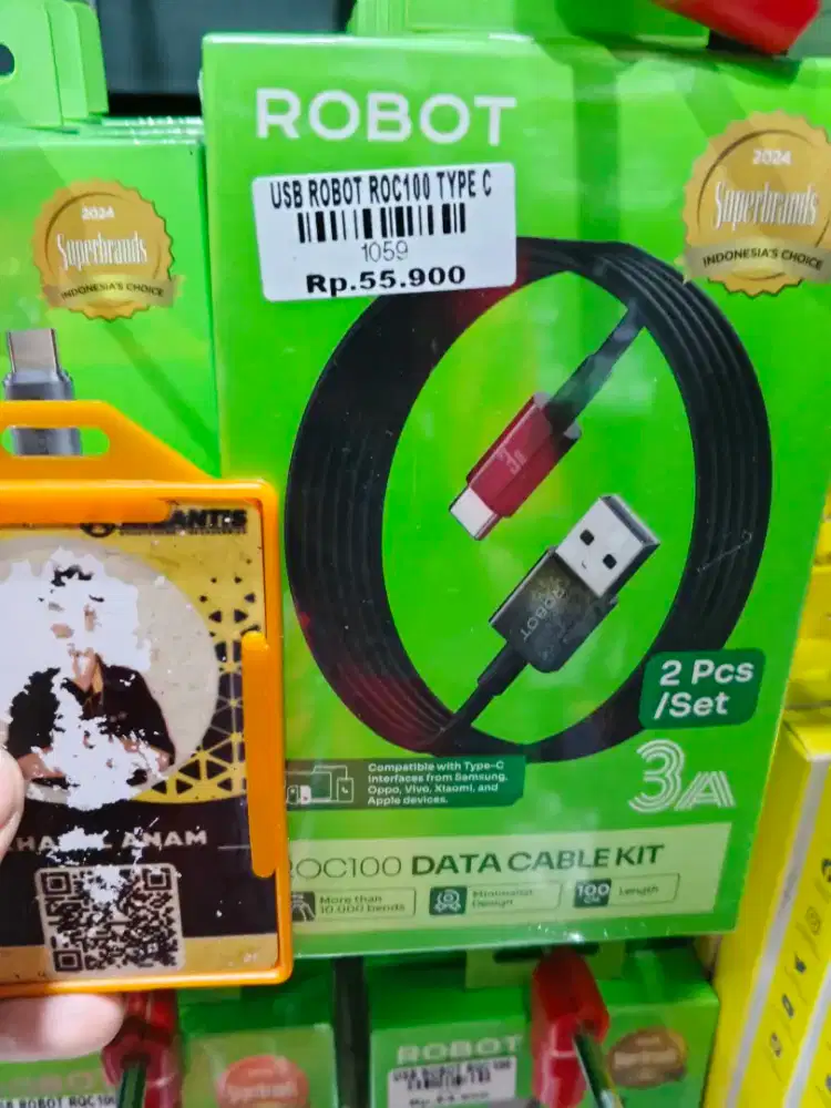 KABEL DATA TYPE C ROBOT ROC100 3A 2pcs