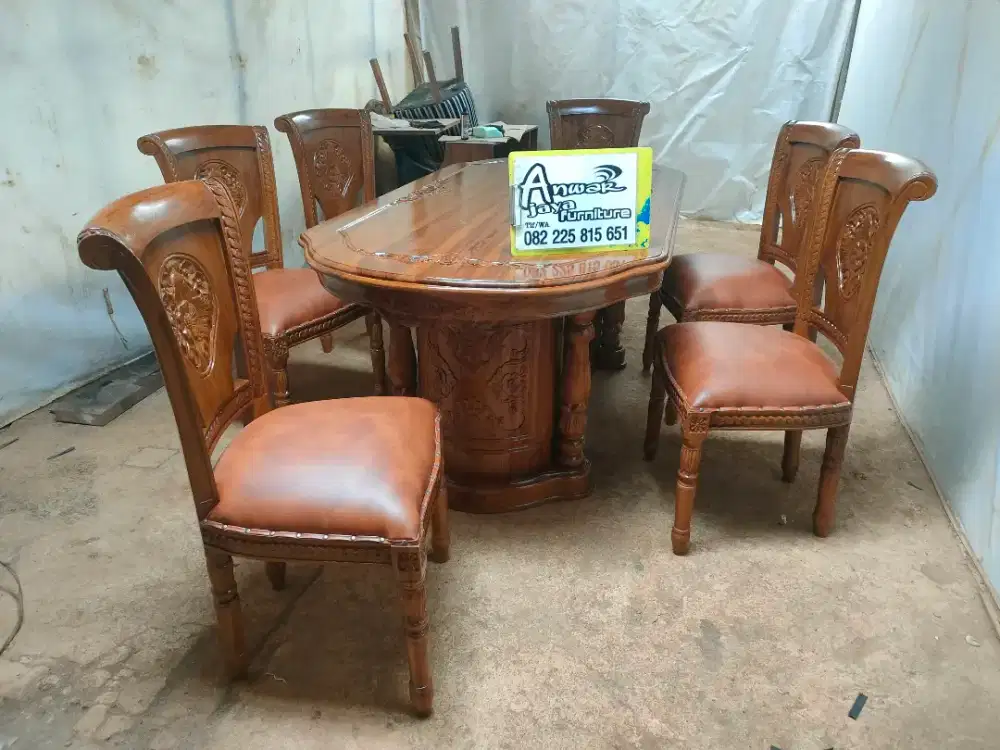 Meja makan gendong salina set kaca meja