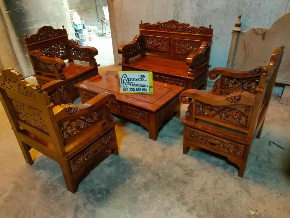 Kursi tamu ukiran new full kayu jati