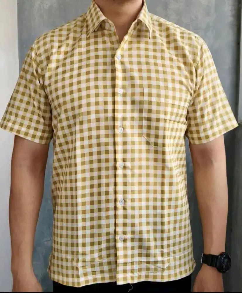 Jual Hem lengan pendek motif kotak kotak, merek Salice Paolo.