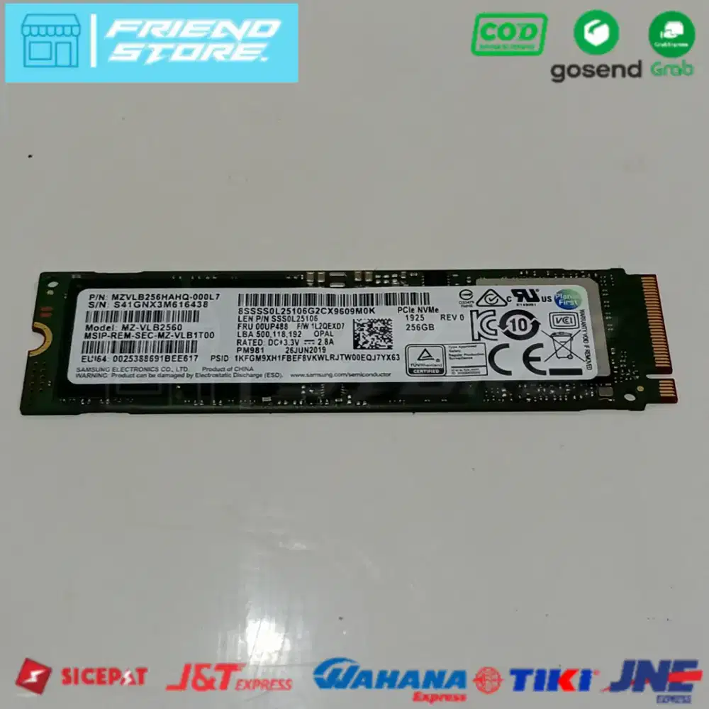 SSD NVME 256GB SAMSUNG ORIGINAL (SECOND)