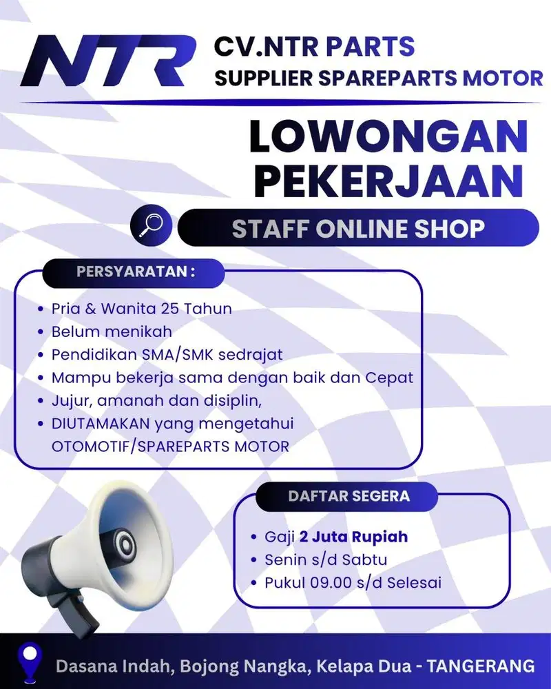 Dibutuhkan segera staff online shop