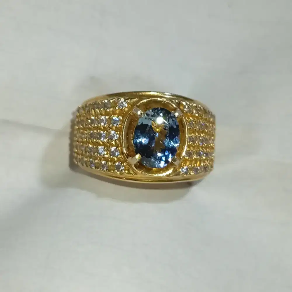 Natural Tanzanite 2.03 ct memo GRI ring perak