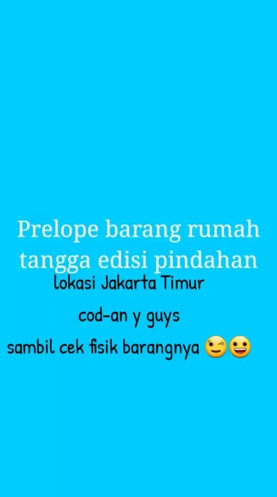 Pre-lope barang rumah tangga edisi pindahan
