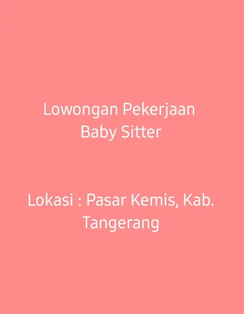 Lowongan Kerja Baby Sitter