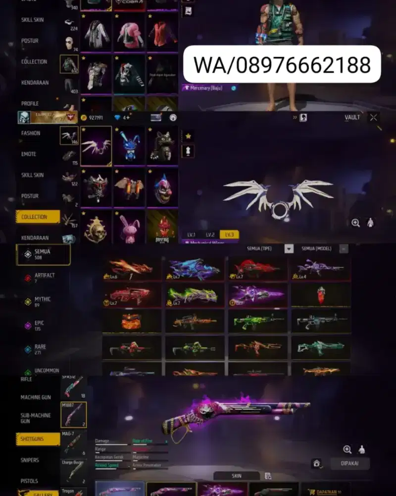 JUAL AKUN FREE FIRE AMAN DAN SULTAN PALING MURAH