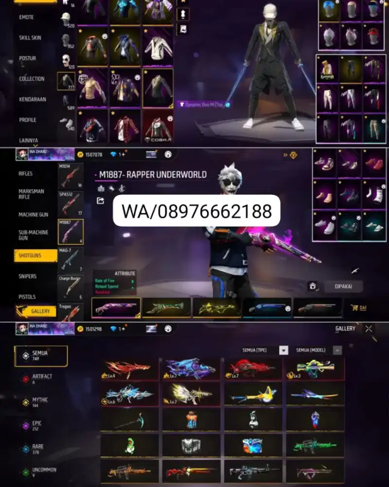 JUAL AKUN FREE FIRE AMAN DAN SULTAN PALING MURAH DI SINI