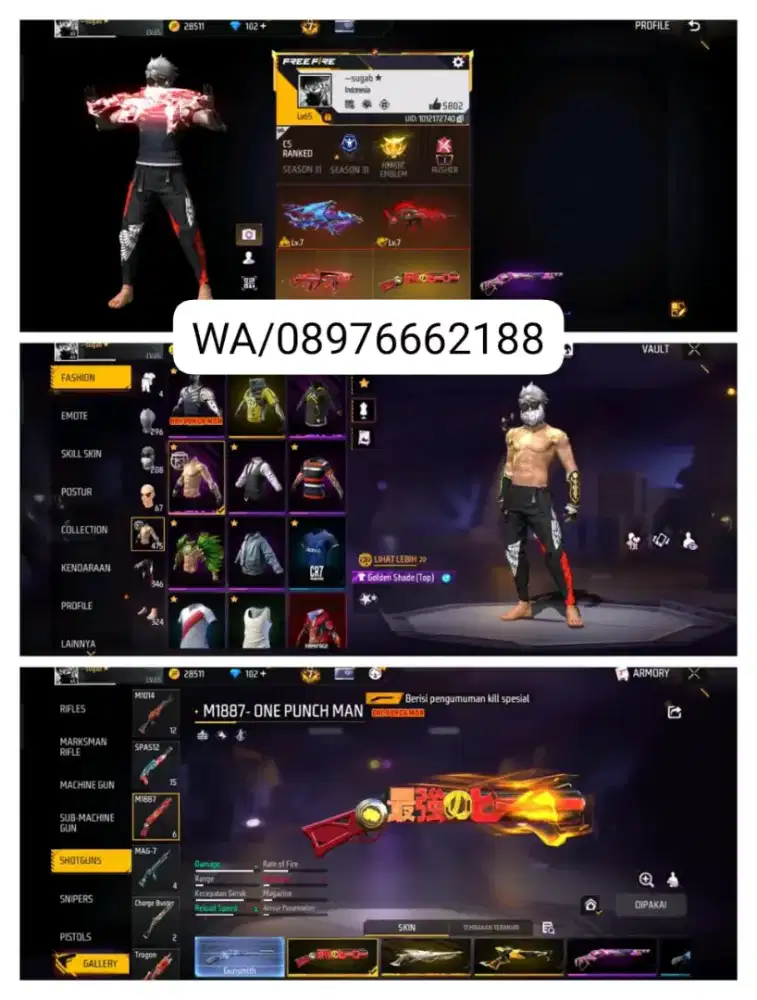 JUAL BELI AKUN FREE FIRE AMAN DAN SULTAN PALING MURAH DI SINI