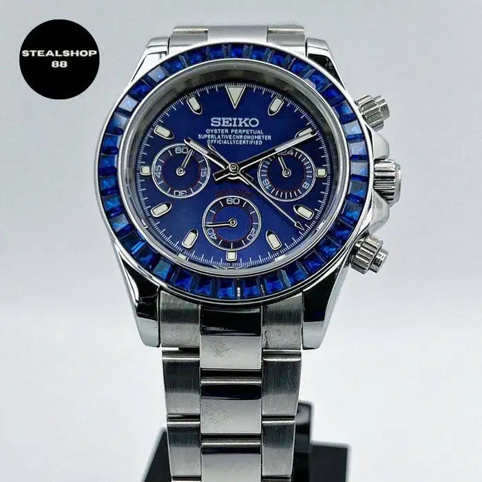 Seiko Daytona Ruby Blue Gemstone Chronograph VK63
