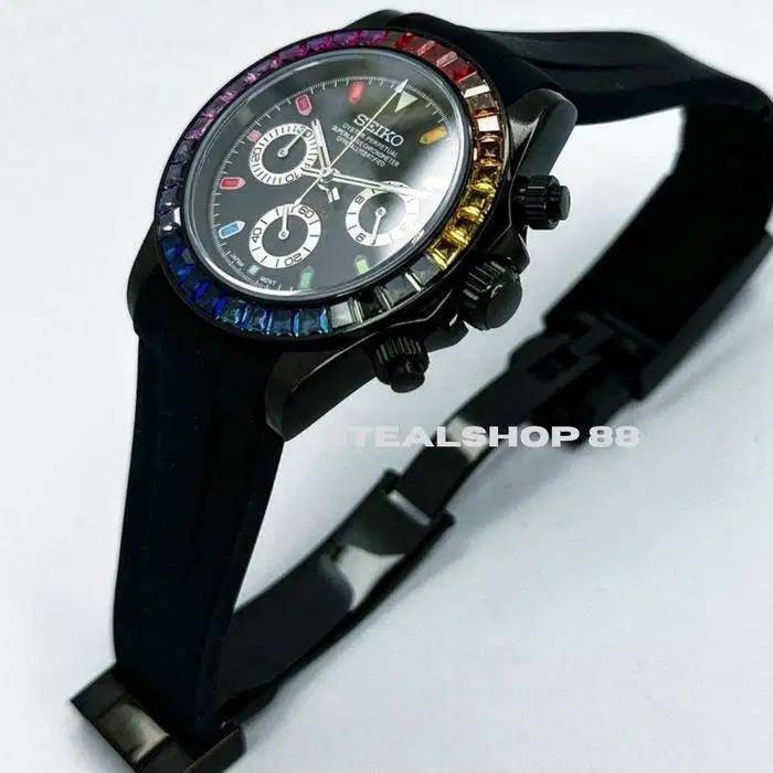 Seiko Daytona Gemstone Black VK63 Playboy Style