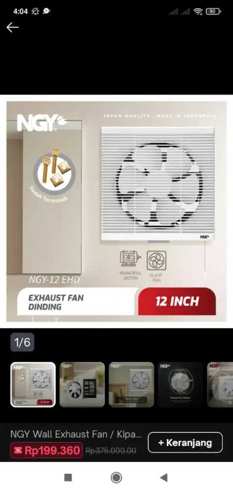 NGY Exhaust Fan Ukuran 12 Inch