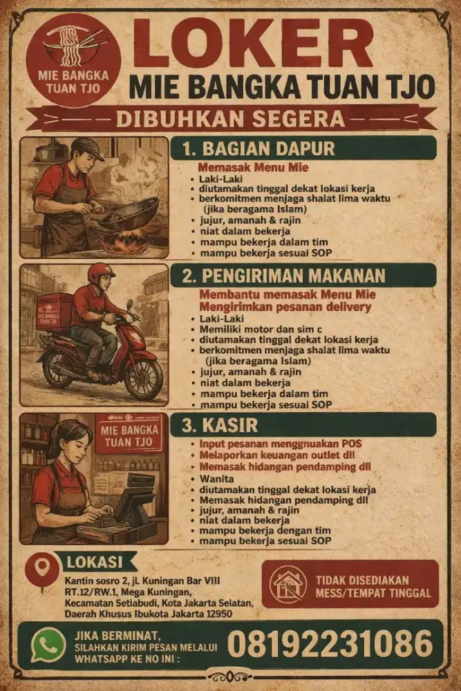 LOKER MIE BANGKA DI KANTIN MEGA KUNINGAN