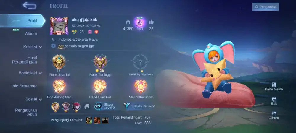 Di jual akun game mobilegends bang bang