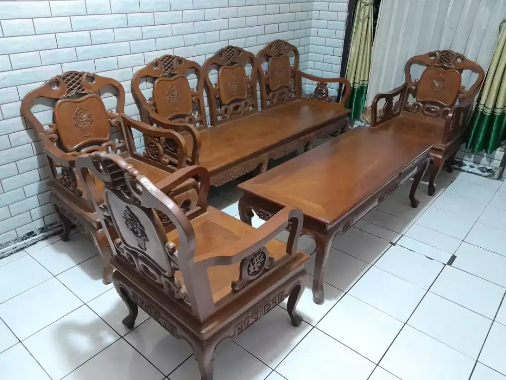 Jual kursi jati klasik 1 set