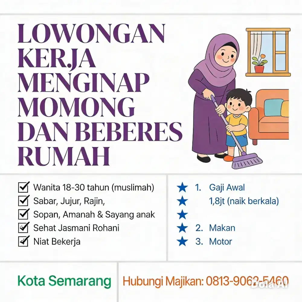 LOKER MENGINAP MOMONGAN & BEBERES RUMAH