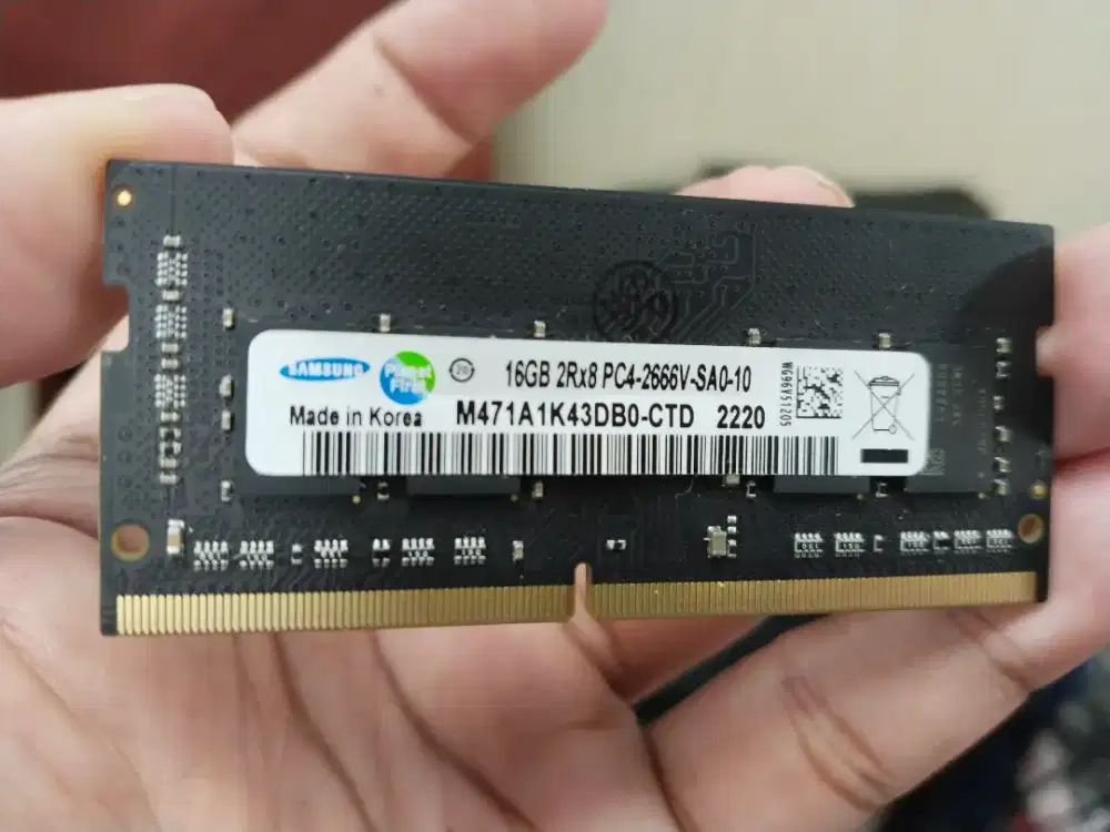 Dijual ram 16GB DDR4  PC2666 MERK SAMSUNG ORI copotan dari laptop siap