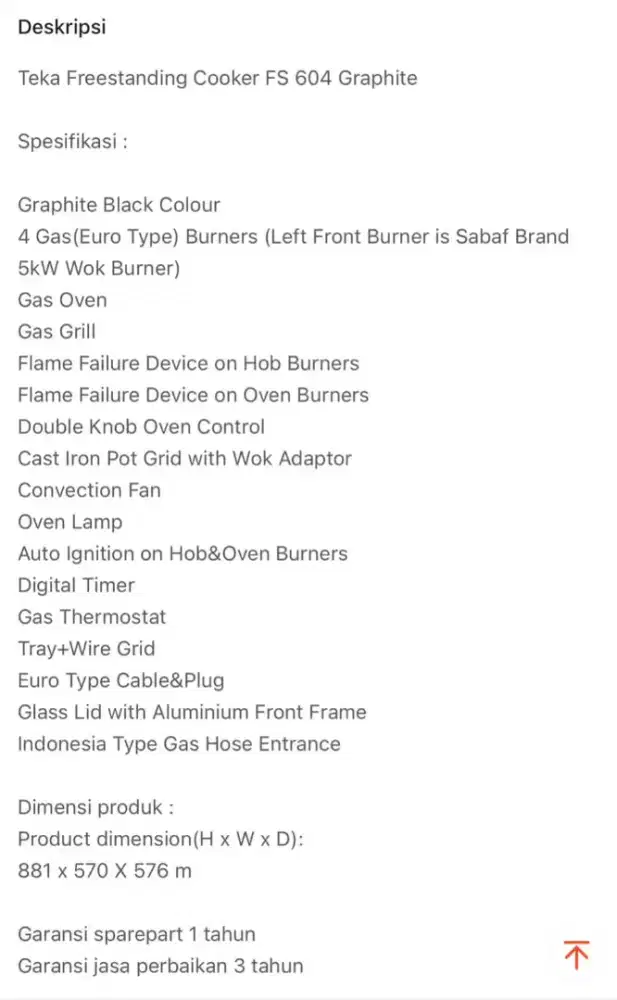 Jual Kompor Teka - Freestanding Cooker