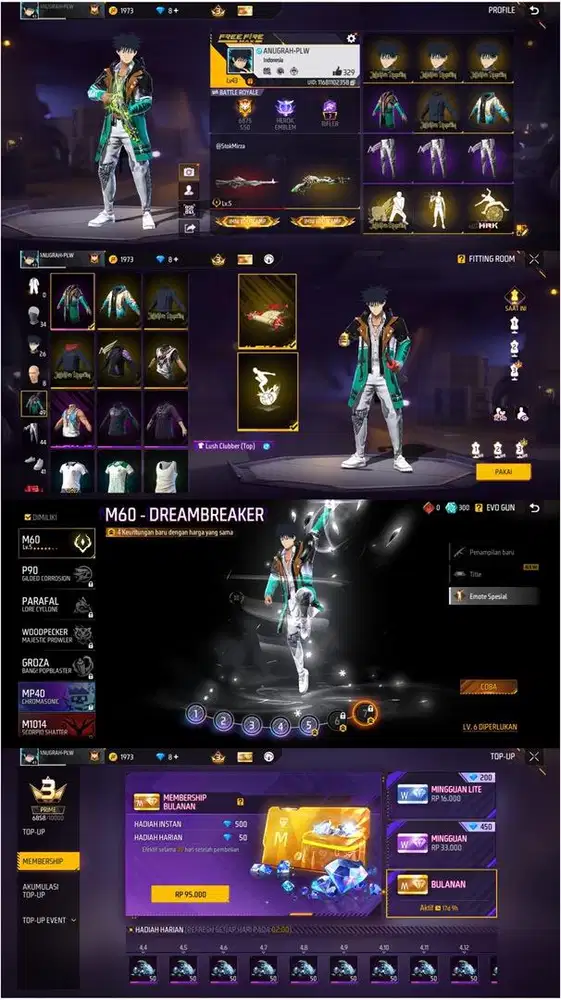 STOK AKUN FF SPEK POLOSAN LUMUT LOG GOGGLW