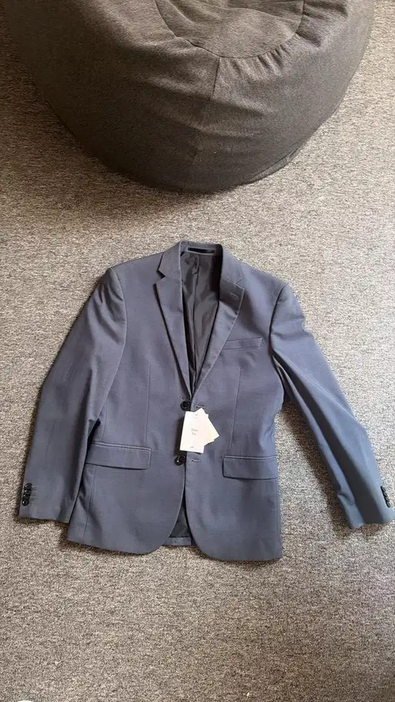 Jas Blazer Suit H&M HnM Mens Blue Grey - S Slimfit