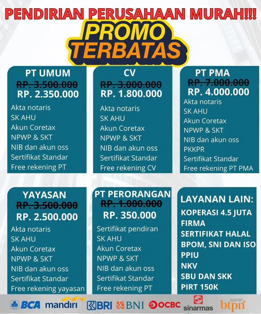 JASA PENDIRIAN PT CV YAYASAN DLL