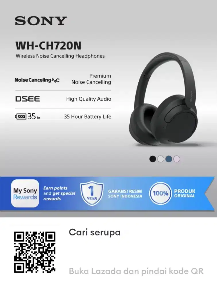 Headphone Sony CH720N anti noise wireless.. original baru garansi
