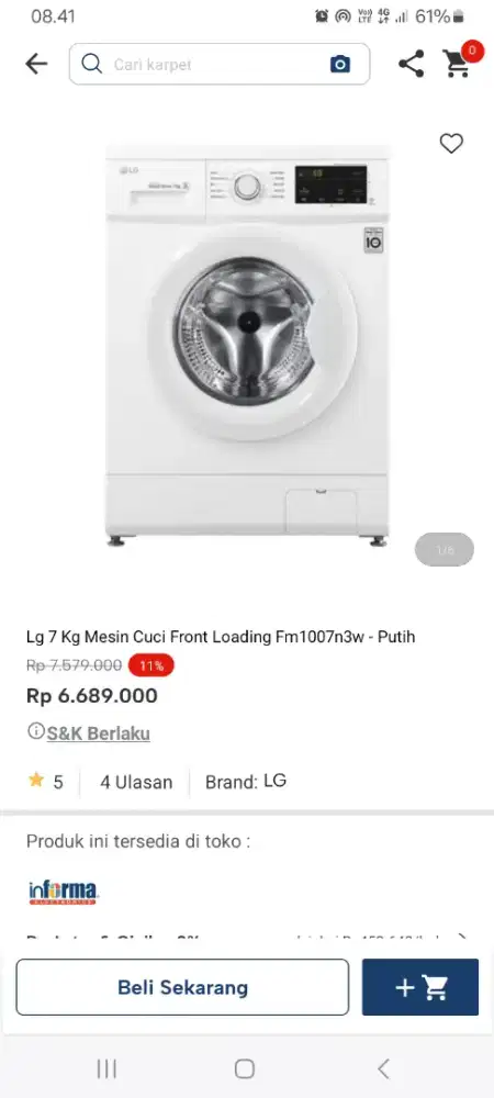 PROMO KREDITG 7 KG MESIN CUCI FRONT LOADING