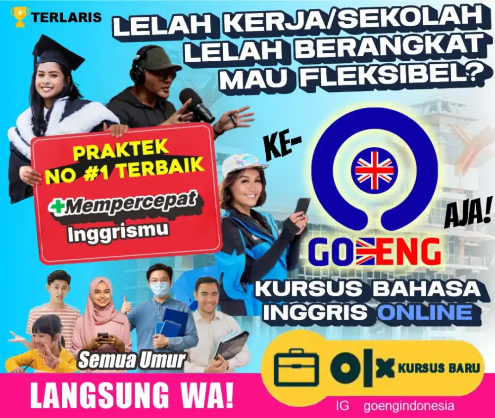 KURSUS BAHASA INGGRIS/TOEFL IELTS TRANSLATE DOK/LES PRIVAT BIMBEL GURU