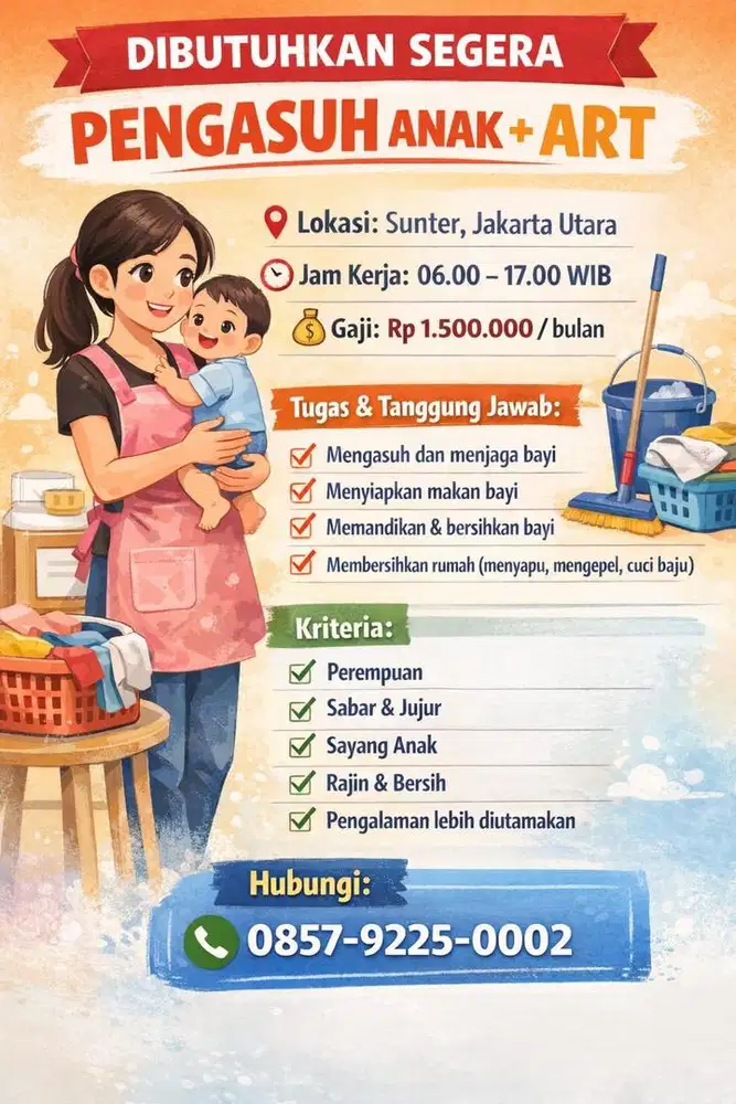 Dicari pengasuh anak PP