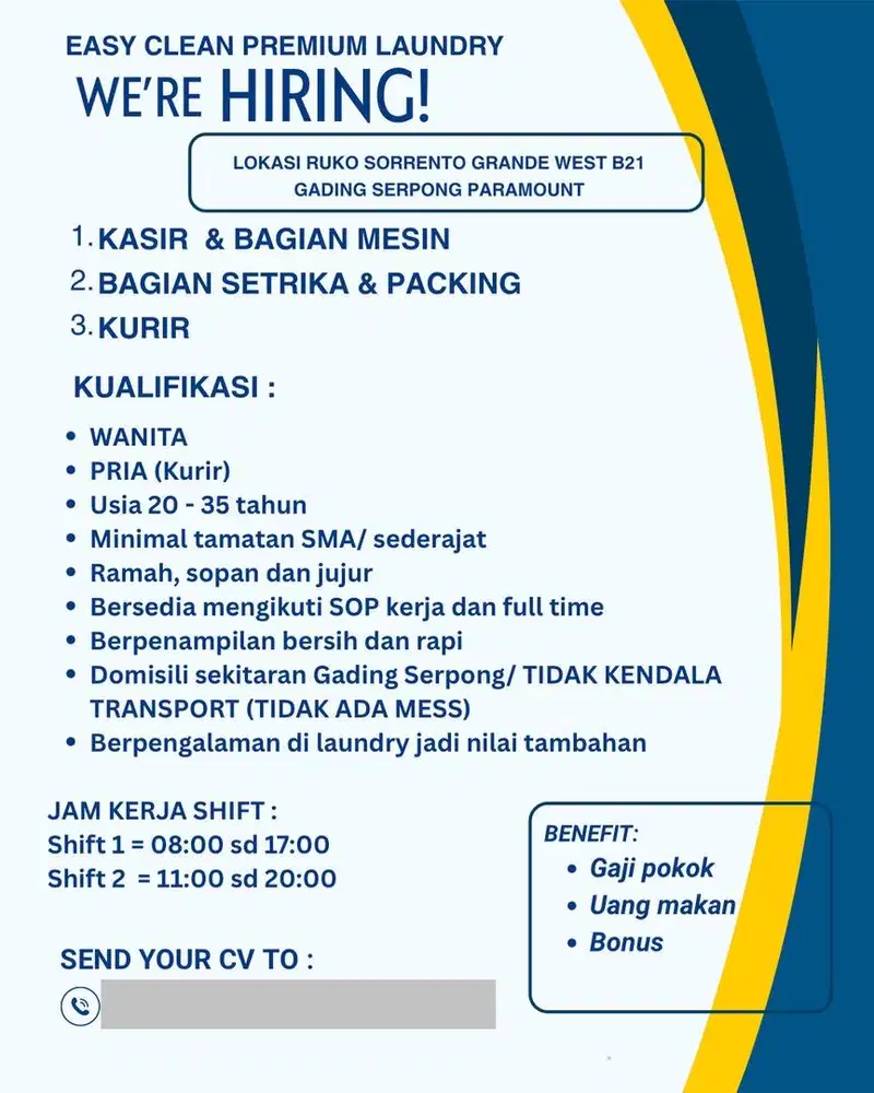 Lowongan Kerja Laundry di Gading serpong