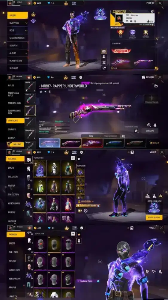 Jual akun ff SG raper 30k