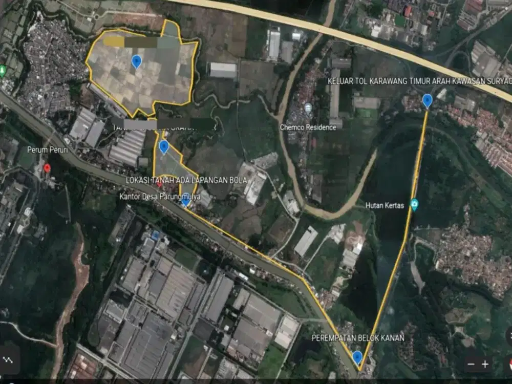 Kavling Tanah 34 HA Zona Industri di Parangmulya Ciampel Karawang