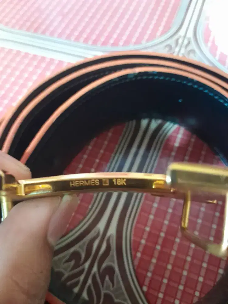 Gesper ikat pinggang HERMES bahan kulit second preloved batangan nobox