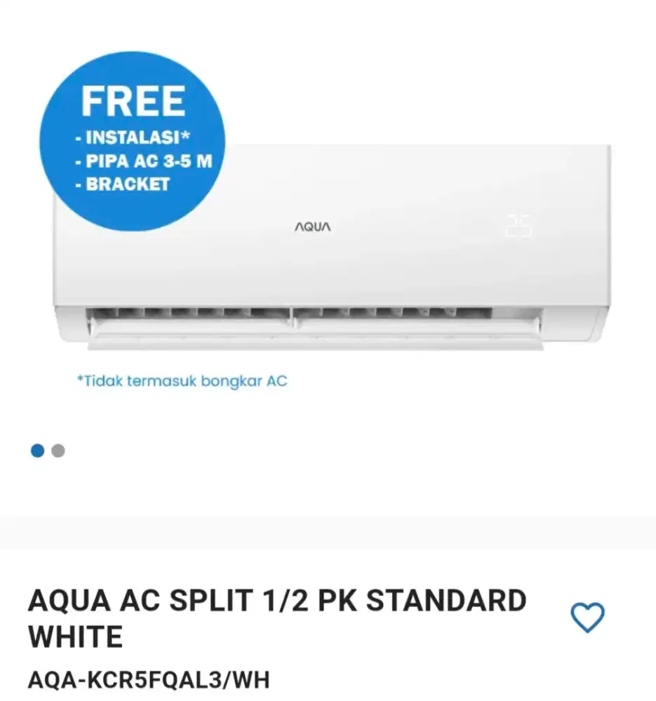 AQUA AC SPLIT 1/2PK STANDARD WHITE