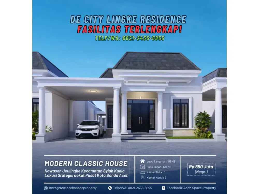 Dijual Rumah Classic di Lingke Dekat Kantor Gubernur Aceh - Fasilitas Komplek Sangat Lengkap!