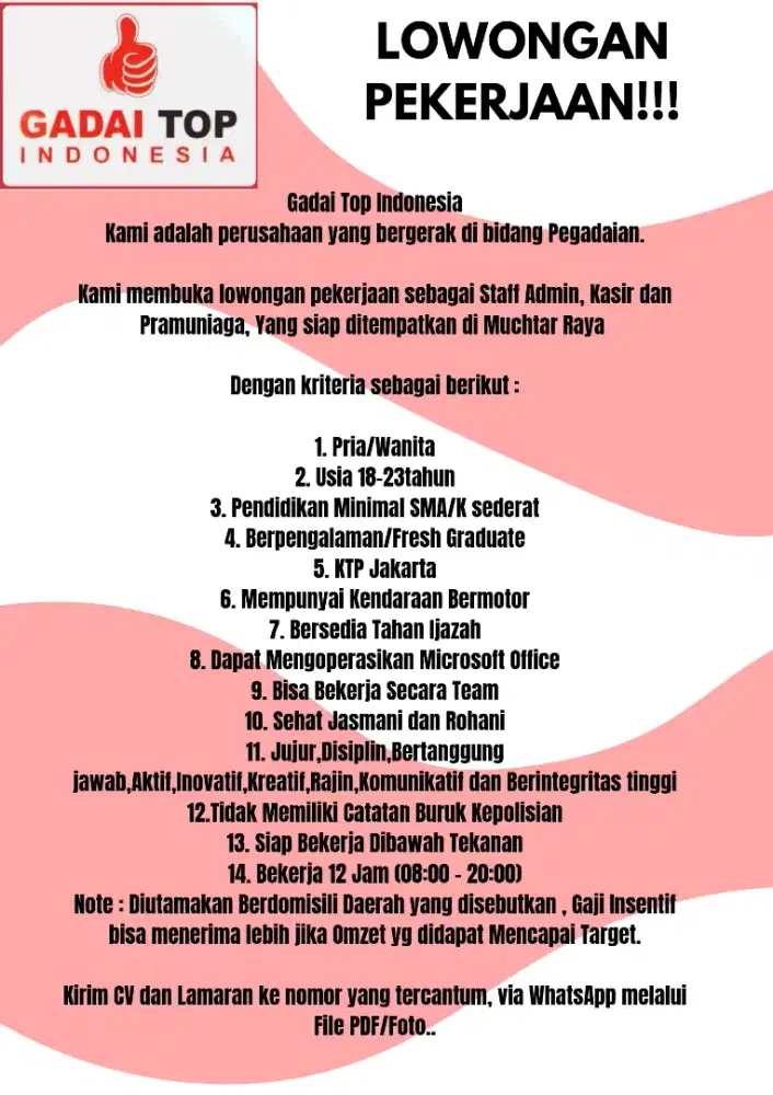 lowongan pamuniaga dan kasir